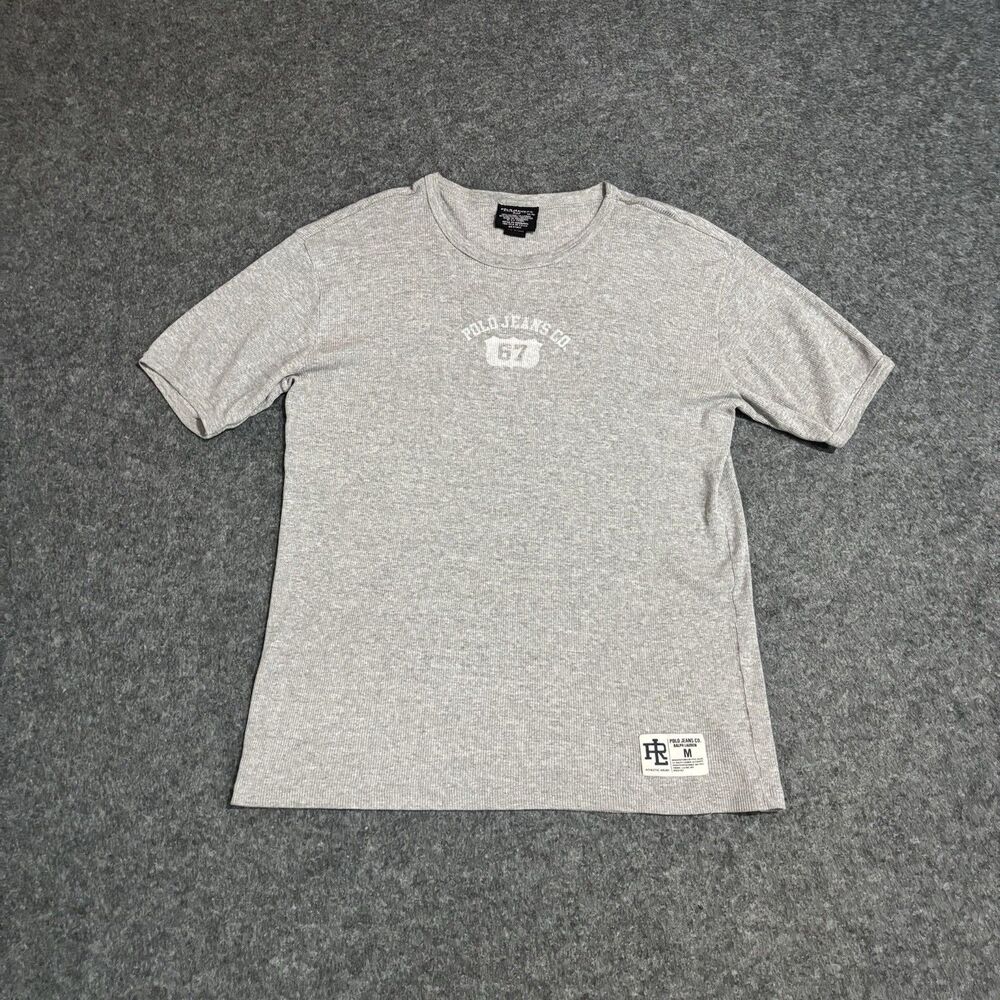 Ralph Laurean Polo Jeans Co T Shirt Mens Medium Short Sleeve Ribbed Gray